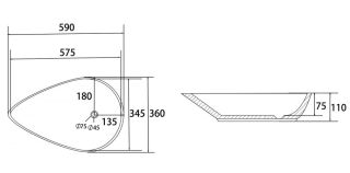 Раковина ABBER Bequem AC2117 59см белый